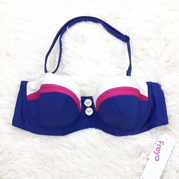 Freya Revival Indigo Blue Bandeau Bikini Top 30D - Picture 2 of 7